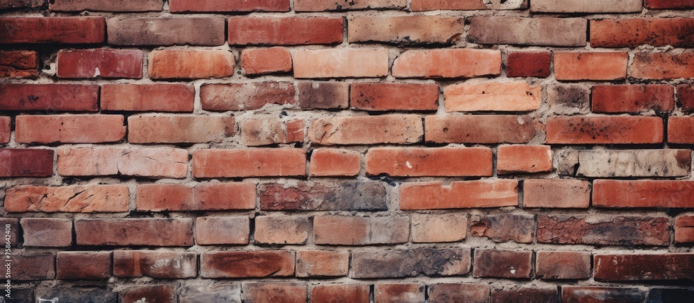 Aufkleber a detailed close up of a red brick wall showcasing the intricate pattern of rectangular bricks. the 