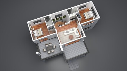 Second Floor - 3D Interior Plan - View 02