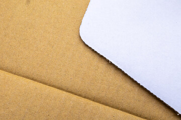 corrugated paper, parcel paper brown for background, paper carton texture in top view, brown paper craft empty