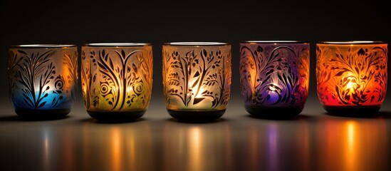 Decorative glass candle holders with ornate designs