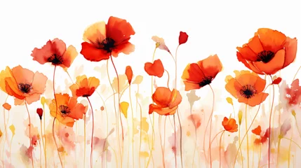 Foto op Plexiglas Art watercolor poppies paint background .. © Natia