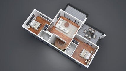 Second Floor - 3D Interior Plan - View 03