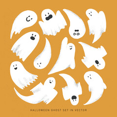 Hand drawn Halloween Ghost in collection