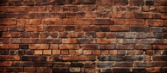Fototapeta premium A detailed closeup of a brown brick wall showcasing the intricate pattern and texture of the building material. The artistry and craftsmanship of brickwork is highlighted in this image