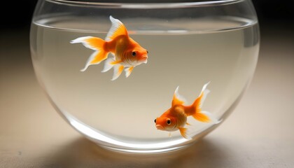 A Tiny Goldfish Swimming Circles In A Glass Bowl Upscaled 3