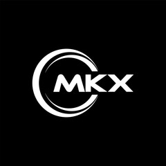 MKX letter logo design with black background in illustrator, cube logo, vector logo, modern alphabet font overlap style. calligraphy designs for logo, Poster, Invitation, etc.