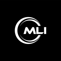 MLI letter logo design with black background in illustrator, cube logo, vector logo, modern alphabet font overlap style. calligraphy designs for logo, Poster, Invitation, etc.