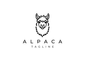 Alpaca logo design vector icon flat illustration