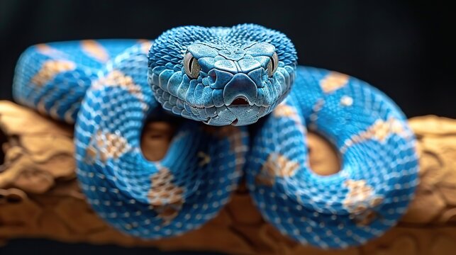 Blue viper on a branch, Blue Insularis, Trimericus Insularis