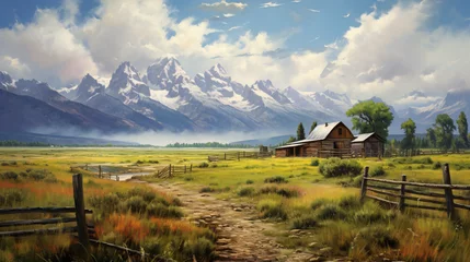 Photo sur Plexiglas Chaîne Teton Beautiful painting of an acreage in the Grand Teton 