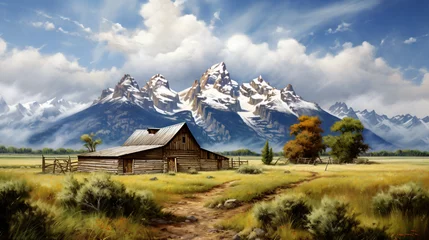 Photo sur Plexiglas Chaîne Teton Beautiful painting of an acreage in the Grand Teton 