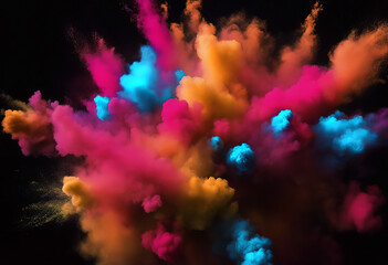 Obraz na płótnie Canvas Colored powder explosion on black background. stock photo