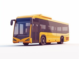 Urban yellow bus isolated on white background