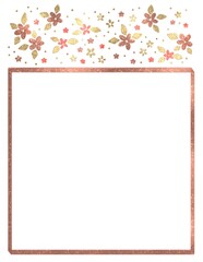 frame with flowers, golden frame, hand drawn 