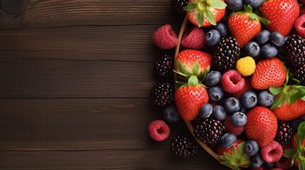 fresh  berries on a wooden background