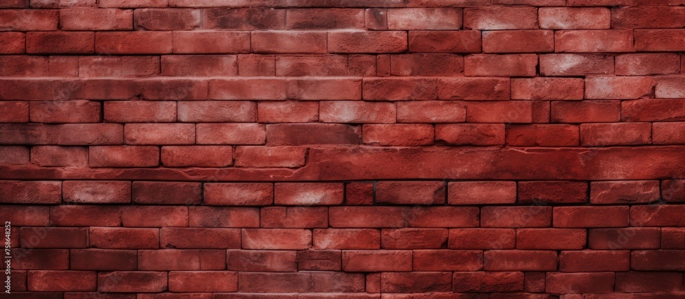 Poster a detailed close up of a red brick wall showcasing the intricate pattern of rectangular bricks laid 
