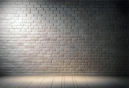 White brick wall background with shiny lights stock photo