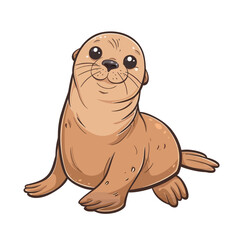 Cute baby seal on a white background. Cartoon vector illustration.