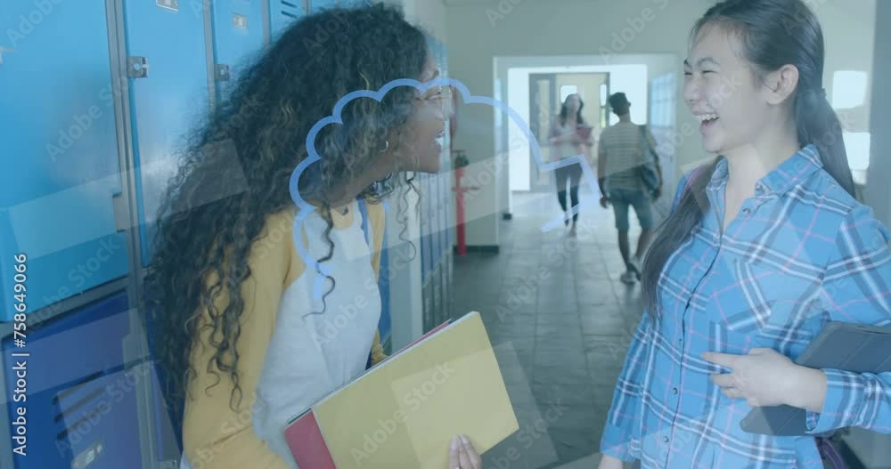 Poster animation of ai data processing over diverse students in school