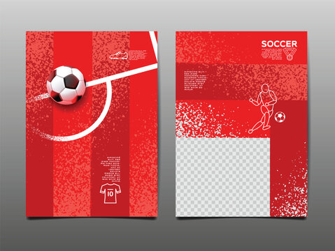 Soccer Template design , Football banner, Sport layout design, Red Theme, vector illustration , background