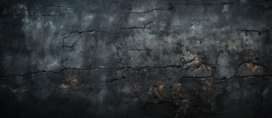 A closeup of a dark brick wall with a blurred background, showcasing the intricate patterns of wood and rock embedded in the soil, creating a captivating landscape of darkness