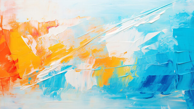Bright artwork abstract paint strokes on canvas. 