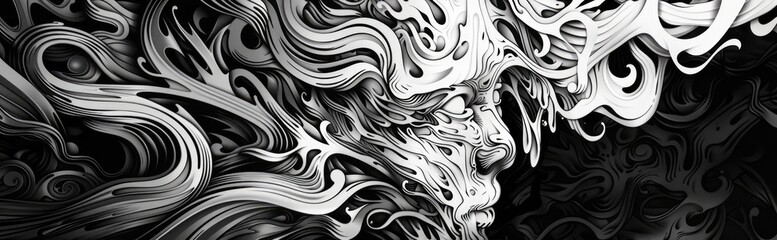 Fototapeta premium Digital artwork exploring the concept of chaos and order through intricate line drawings and layered textures