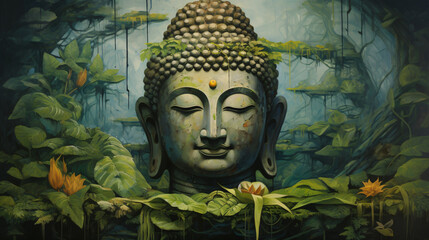 Buddha statue Oil Painting ..