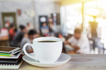 cup of coffee with blur image