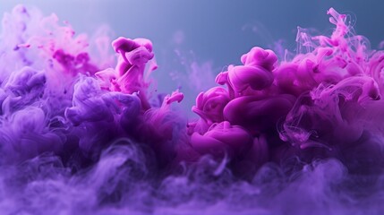 Purple and burgundy ink drops in water, Abstract background