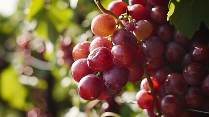 Up-Close View of a Bunch of Plump and Ripe Grapes: Nature's Bounty Ready for Harvest