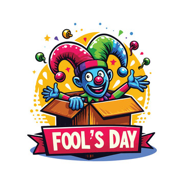 clown, joker, April fool's day logo, colorful style	