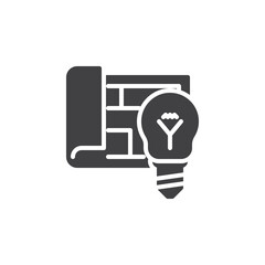 Fototapeta premium Blueprint and light bulb vector icon