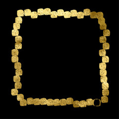 Stardust Gold Foil Frame Gold brush stroke. Sparkling golden ring frame made on brush stroke isolated on transparent background. Vector design element.