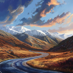 Curvy Mountain Road - Generative AI