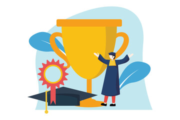Fototapeta premium Graduation Day Flat Design Illustration