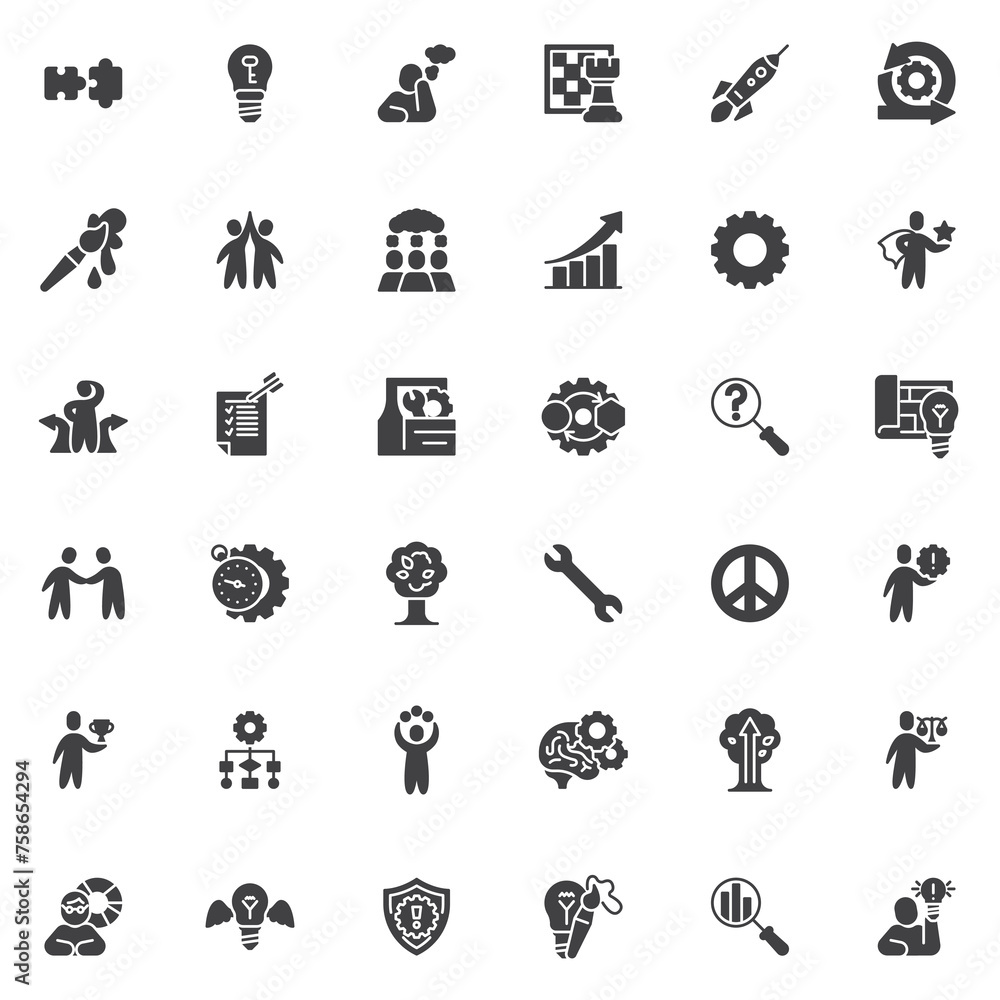 Aufkleber problem solving vector icons set