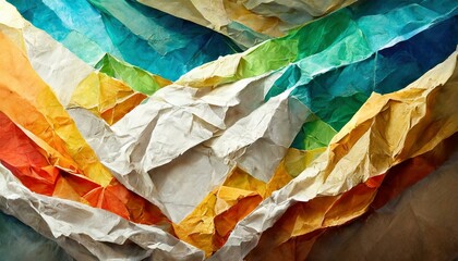 crumpled paper texture background, a close up of a multicolored piece of paper, an abstract sculpture