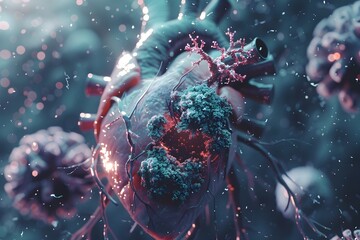 Myocarditis Virus A Cinematic Heart Reveal - obrazy, fototapety, plakaty
