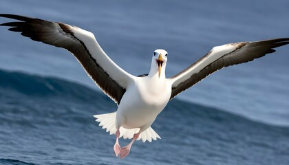Fototapeta na wymiar An Albatross With Its Feathers Spread Wide Displa