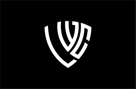 LWC creative letter shield logo design vector icon illustration