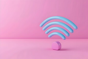 3D Rendered Wireless Icon on Pastel Background - Minimalist Network Communication Concept