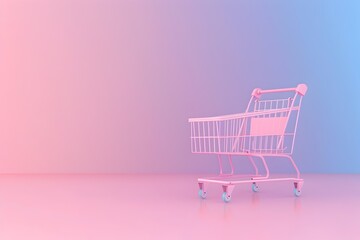 3D Rendered Shopping Cart Icon on Pastel Background for Online Shopping Concept