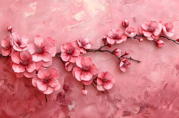A serene image of pink cherry blossom flowers blooming in spring, highlighting the beauty and delicacy of nature.