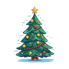 Cartoon christmas tree decoration celebration image