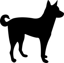 Dog silhouette icon. black flat animal vector isolated on transparent background. Belgian malinois clipart, depict dog standing, walking, running, jumping and digging hole.