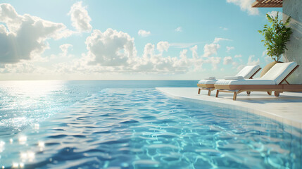 Sea View Luxury Modern White Beach Hotel with Swimming Pool