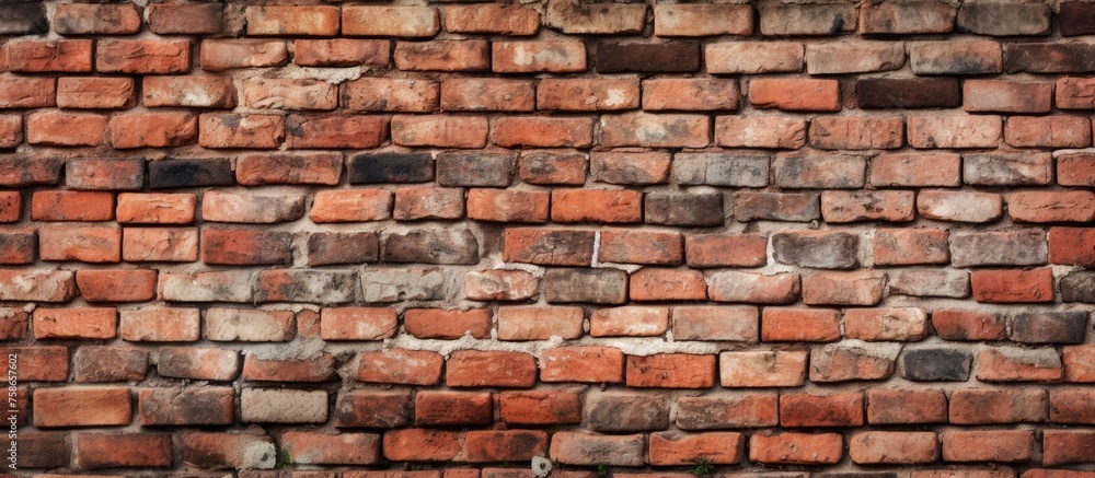 Aufkleber a detailed view of a brown brick wall displaying the craftsmanship of the bricklayer. the rectangula