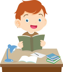 kid learning doing homework read and writing on desk