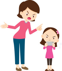 parent angry scold to kid addicted mobile phone
